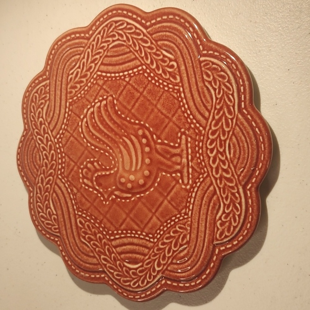 Longaberger American Craft Rooster Trivet In Paprika